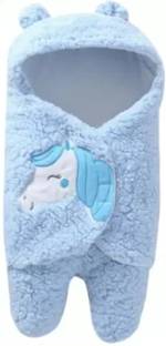 BUMTUM Solid Single Hooded Baby Blanket for  AC Room