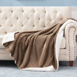 VAS COLLECTIONS Solid Single Sherpa Blanket for  AC Room