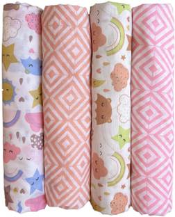 Trance Home Linen Printed Crib Swaddling Baby Blanket for  AC Room