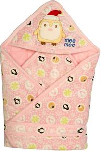 MeeMee Solid Single Hooded Baby Blanket for  Mild Winter