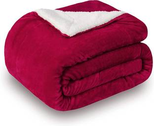 VAS COLLECTIONS Solid Single Sherpa Blanket for  Heavy Winter