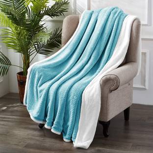 VAS COLLECTIONS Solid Single Sherpa Blanket for  Heavy Winter