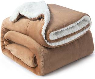 VAS COLLECTIONS Solid Single Sherpa Blanket for  Heavy Winter