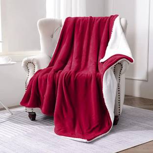 VAS COLLECTIONS Solid Single Sherpa Blanket for  Heavy Winter