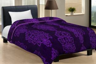 SPANGLE Self Design Single Mink Blanket for  Mild Winter