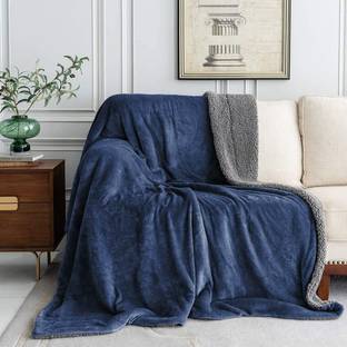 LA VERNE Solid Single Sherpa Blanket for  Heavy Winter