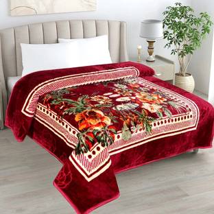 LA VERNE Floral Double Mink Blanket for  Heavy Winter