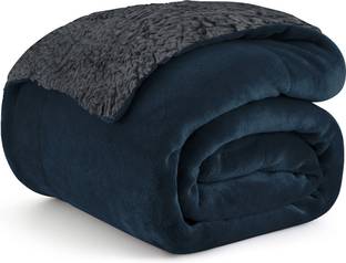 Cloth Fusion Solid Double Sherpa Blanket for  Heavy Winter