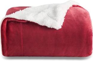 VAS COLLECTIONS Solid King Sherpa Blanket for  Heavy Winter
