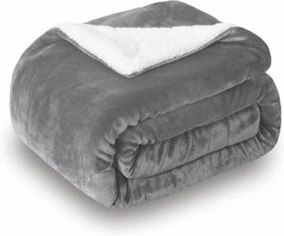 VAS COLLECTIONS Solid Single Sherpa Blanket for  Heavy Winter