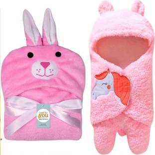 NAMAN Embroidered Crib Hooded Baby Blanket for  AC Room