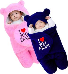 BRANDONN Embroidered Crib Hooded Baby Blanket for  AC Room