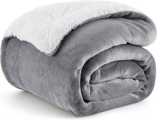 VAS COLLECTIONS Solid King Sherpa Blanket for  Heavy Winter