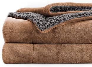 VAS COLLECTIONS Solid Single Sherpa Blanket for  Heavy Winter