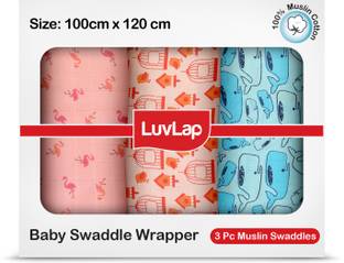 LuvLap Printed Single Swaddling Baby Blanket for  AC Room