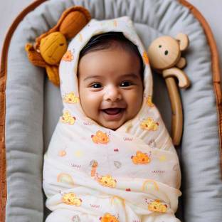 gigglyfy Baby Printed Crib Swaddling Baby Blanket for  Mild Winter
