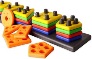 TheTurtle Geometric Shape Sorter Plastic , Stacking Toy With 5 Colors And Shapes For Kids