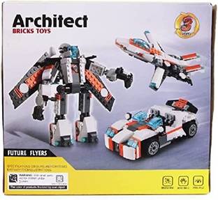 WONDER CREATURES 237 Pieces Building Blocks DIY 3 in 1 Flying Jet FighterPlane Car Robot