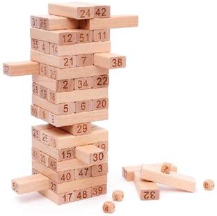 Dorytoys Tumbling Tower for Kids and Adults,54 pcs Wooden Blocks