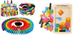 rainbow toys Unlocking Creativity: 100-Piece Wooden Domino with Intelligence Set (pack of 2)