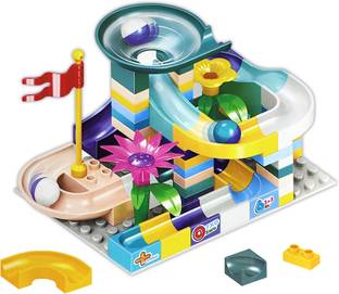 RAINBOW RIDERS 91 PCS Variable Sliding Blocks Marble Race Run, City Building Fun for 3+ Kids