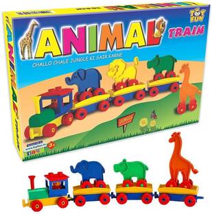 YUIOP - Animal Train - 4 Animals Elephant, Lion, Giraffe,Hippo - Safe - No Sharp Edges
