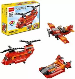 Justcraft 145 Pcs Architect Series 3 in 1 Aeroplane Helicopter Boat Lego Compatible Blocks