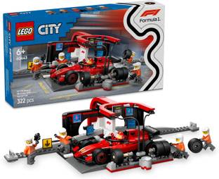 LEGO City F1 Pit Stop & Pit Crew with Ferrari Car Racing Vehicle Toy 60443