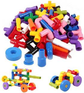 ISTOSY Pipe Puzzle Building Blocks Construction Toy for Kids Interlocking Assembly Game