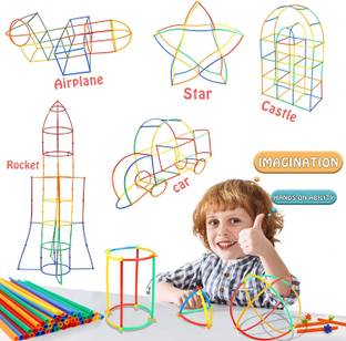 shreenik Assembly Educational Plastic Pipe Straw Smart City Blocks & Connectors_200 pis