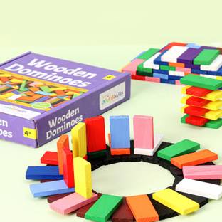 FIRSTCRY INTELLISKILLS 120 Pcs Wooden Domino Block Set | Educational & Learning Activity Game for Kids
