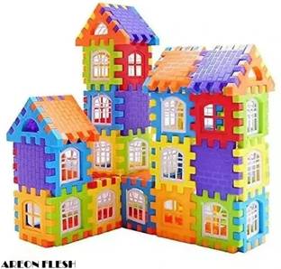 MBK Creative DIY House Blocks 60+Pcs Colorful Construction Set with Smooth Edges(AR)