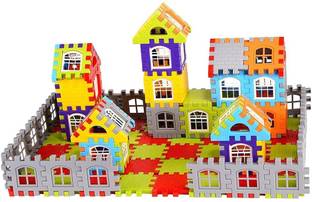 MBK 60 Pcs Colorful Plastic Home Building Blocks Toy Set for Kids