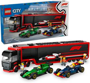 LEGO City F1 Truck with RB20 & AMR24 F1 Cars Toy Racing Transporter Set (1086 Blocks)