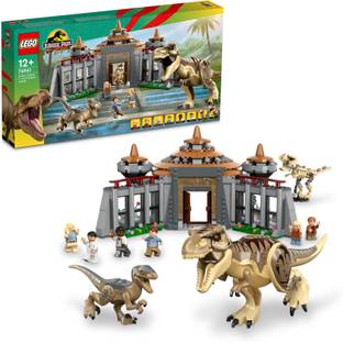 LEGO Jurassic Park Visitor Center: T. rex & Raptor Attack 76961 (693 Pieces)