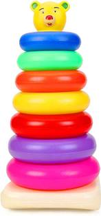 NKCORP Smiley Stacking Colouring Teddy Rings for Kids and toddlers 7 pcs (Multicolor)