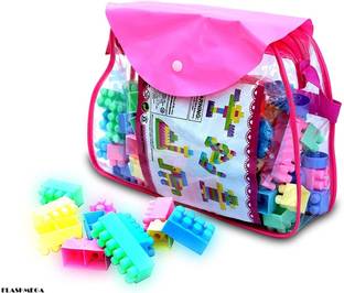 MBK Pink Bag Packing Building Blocks for Kids: Set with 100 Pieces
