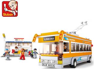Sluban City Trolley Bus Building Block Toy | LEGO Compatible | Educational Gift Toy For Kids | M38-B0332 (455 Pcs)