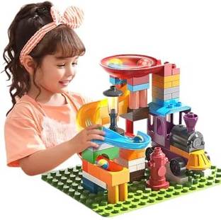Bestie Toys Marble Run Building Blocks Toys Set With Train Assembly Block Marble Run Slide.