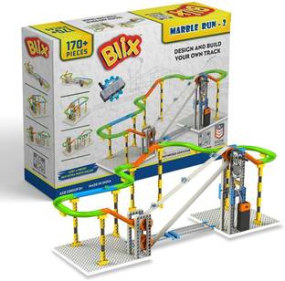 YUIOP - Blix Marble Run 2 - Build Rollercoaster Rides With Motor - 4+ Models -170+ Pcs