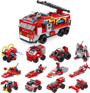 radhey preet 12 in 1 Different Form of Fire Vehicles Model Block Set in a 1 Game RP1061