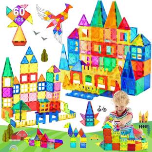 KIPA GAMING MagPlay 60pcs Magnetic Building Tiles & Blocks - Open-Ended Creative Toys