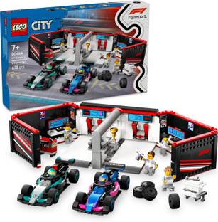 LEGO City F1 Garage & Mercedes-AMG & Alpine Cars Toy Playset 60444 (678 Blocks)