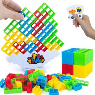 ARIZON Tetra Tower Stack and Balance Game, 16 Building Blocks for Kids