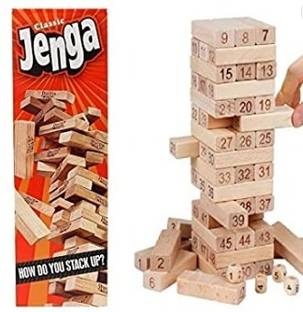japu Wooden 54 Wooden Building Block, Party Game, Tumbling Tower