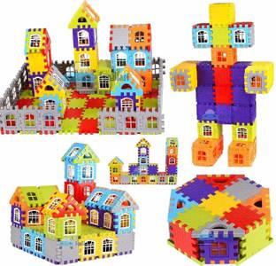 Pulsbery Building Blocks for Kids , Big Size House Building Blocks with Windows, Block Game for Kids,Boys,Children (72 Blocks)