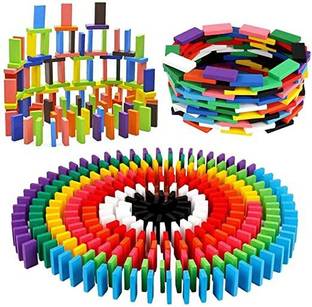 Goyal's 120 PCS, 12 Colors Wooden Domino Blocks-Building Block Tile Game Educational Toy