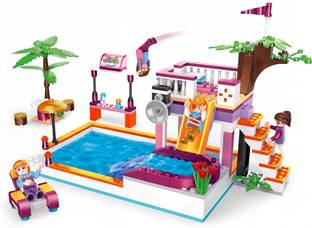 MD TOY VILLA dream girl party swimming pool blocks set 302 pcs