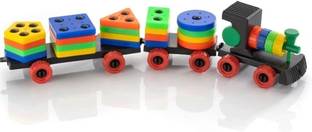 TheRichJD Plastic Train Toddler Toys, 4 Shape Sorter and Stacking Educational