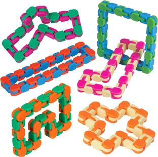 Pulsbery 24 Links Wacky Tracks Snap & Click Fidget Building Blocks/Puzzle Toys(72 Piece)